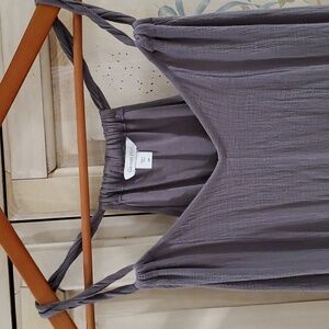 Dress Grey crinkled cotton pp Garnet Hill